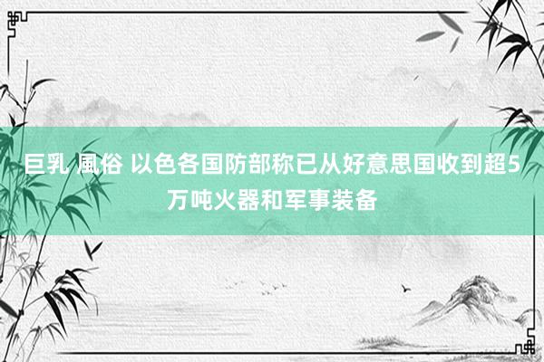 巨乳 風俗 以色各国防部称已从好意思国收到超5万吨火器和军事装备