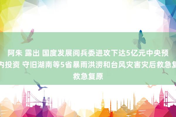 阿朱 露出 国度发展阅兵委进攻下达5亿元中央预算内投资 守旧湖南等5省暴雨洪涝和台风灾害灾后救急复原